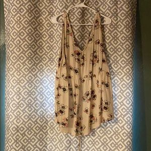 Open Back Tan Floral Tank Top